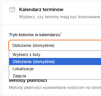 Własne kolory terminów w kalendarzu – po obłożeniu, lokalizacji albo zajęciach!